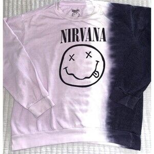 Nirvana SMILEY FACE LOGO Pullover Sweater Sweatshirt Lightweight Womens Size 2XL